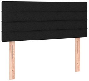 fekete szövet rugós és LED-es ágy matraccal 120 x 190 cm