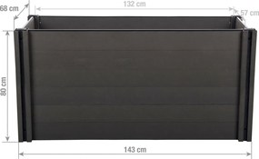 Emelt virágágyás G21 Crop 143 x 68 x 80, WPC, Eben, 80 cm