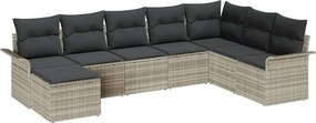 vidaXL Kerti Kanapé Szett párnával 8 pcs Világosszürke Poli rattan
