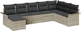 vidaXL Kerti Kanapé Szett párnával 8 pcs Világosszürke Poli rattan