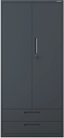 Moduláris többfunkciós fém szekrény két fiókkal antracit MEGAN 1950 x 900 x 400 mm