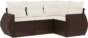 vidaXL 4 részes barna polyrattan kerti ülőgarnitúra párnákkal