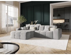 Világosszürke bársony sarokkanapé (bal oldali) Kendal – Micadoni Home