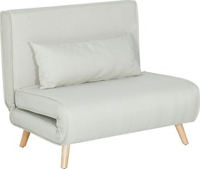 HOMCOM Egyszemélyes Kanapéágy, Ággyá Alakítható, Állítható Háttámla, Relaxáló, Nordic Skandináv Stílusú, 25D Hab, Otthoni Vászon Anyag, Fenyő Fa, Krém