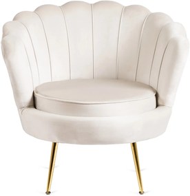 Elegáns Fotel Krém Bársony Kárpittal, Aranyszínű Lábakkal. ANGEL