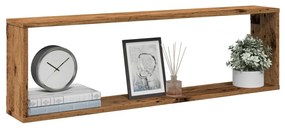 4 db antik fa színű szerelt fa fali kockapolc 100 x 15 x 30 cm