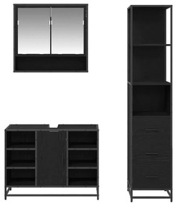 Fürdőszoba bútor szett 3 pcs Musta tammi 35 x 37.5 x 166 cm