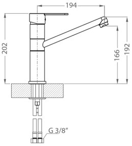 ALVEUS 1119874 - Mosogató csap ZENIT 20,2 cm gránit/bézs