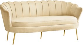Luxus kanapé, 3 személyes, bézs Velvet szövet/arany, Art-deco, NOBLEO TYP 2