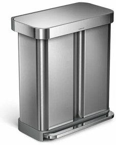 Simplehuman pedálos hulladékgyűjtő szelektívhulladékgyűjtő 58 l, ezüst