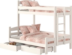 Lovic jobb oldali emeletes ágy fiókokkal - fehér, 80x200/140x200