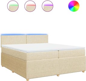 vidaXL krémszínű szövet rugós ágy matraccal 200 x 200 cm