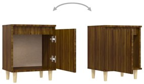 2 db barna tölgy színű éjjeliszekrény fa lábakkal 40x30x50 cm