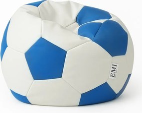 EMI focilabda mintás fehér-kék műbőr babzsákfotel