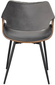 Elegáns Bársony Étkezőszék Szürke/Dió Színben. DAKOTA