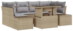 vidaXL Kerti Kanapé Szett párnával 7 pcs Beige és Világosszürke