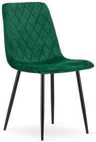 Zöld bársony szék TURIN fekete lábakkal