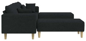 Szövet kanapé párnával 3 pcs Fekete 208 cm szövet