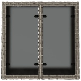 szürke polyrattan üveglapos kerti asztal 55 x 55 x 37 cm