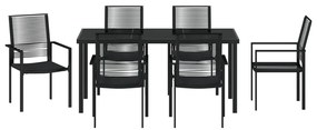 7 részes kerti étkező garnitúra fekete PVC rattan