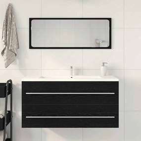 Fekete tölgy szerelt fa mosdószekrény 100x38,5x48 cm