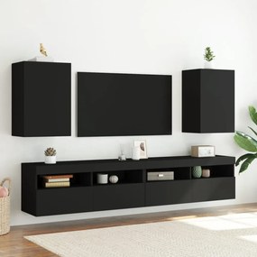 fekete szerelt fa fali TV-szekrény 40,5 x 30 x 60 cm