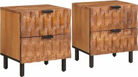 vidaXL Éjjeliszekrény 2 pcs Barna 40 x 33 x 46 cm Tömör Mangófát