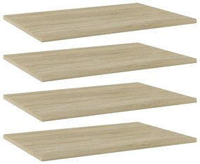 4 db sonoma tölgy színű szerelt fa könyvespolc 60 x 40 x 1,5 cm