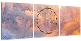 Kép - fagyos hajnal (órával) (90x30 cm)