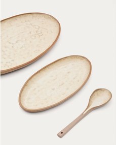 Bézs szervírozó kerámia tányér készlet 3 db-os Zunel – Kave Home