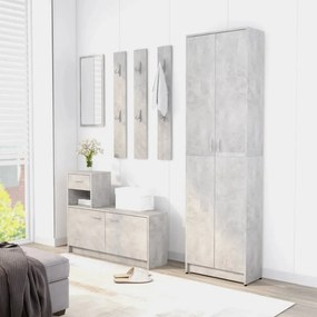 betonszürke szerelt fa előszobaszekrény 55 x 25 x 189 cm