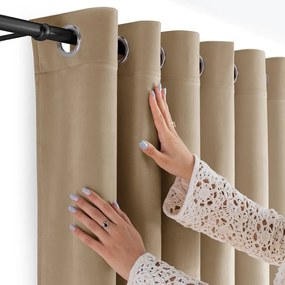 Bézs bársony dimout (részleges sötétítő) függöny 530x270 cm Velto – Filumi