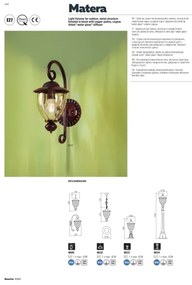 Redo 9634 - Kültéri lámpa MATERA 1xE27/42W/230V IP33