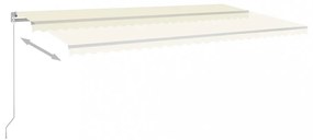 krémszínű kézzel kihúzható LED-es napellenző 600 x 300 cm