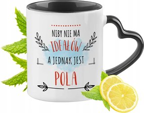 Poli Bögre Fekete Szív Alakú Füllel Ajándék Nyomtatott