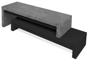 Cliff fekete dupla TV állvány beton dekorral, 125 x 20 cm - TemaHome