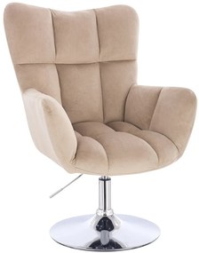 HR650N Latte modern velúr szék krómozott lábbal