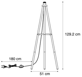 Skandináv háromlábú fa állólámpa - Lou