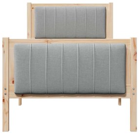 Ágykeret Barna és világosszürke 75 x 190 cm Tömör fenyőfa