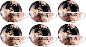 Porcelán csésze szett 220 ml 6+6 csészealjjal Federico rózsa