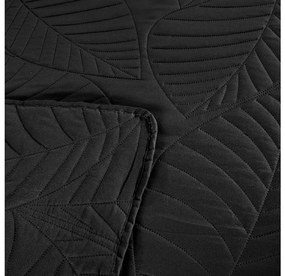 LEAVES fekete ágytakaró mintával Méret: 220 x 240 cm
