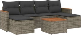 vidaXL 7 részes szürke polyrattan kerti ülőgarnitúra párnákkal
