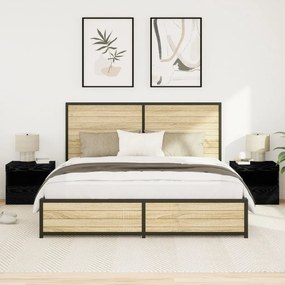 LED világítással felszerelt éjjeli szekrények 2 db Fekete tölgy 50x40x45 cm