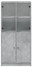 betonszürke szerelt fa magasszekrény ajtókkal 68x37x142 cm