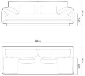 Sötétkék kanapé 220 cm Torino – Micadoni Home