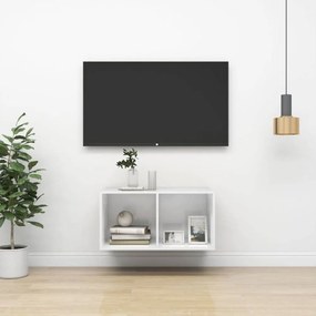 Magasfényű fehér forgácslap fali tv-szekrény 37 x 37 x 72 cm