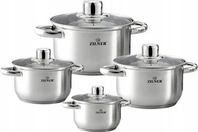 Acél edénykészlet Edények Prémium 8 db-os szett Zilner