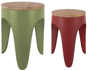 Piros-zöld fém ülőke szett 2 db-os Double Funky – Leitmotiv