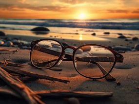 Poszter 20x15cm Naplemente üvegen keresztül