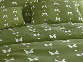 Mikroflanel ágyneműhuzat WHITE BOW zöld Ágyneműhuzat mérete: 70 x 90 cm | 140 x 200 cm